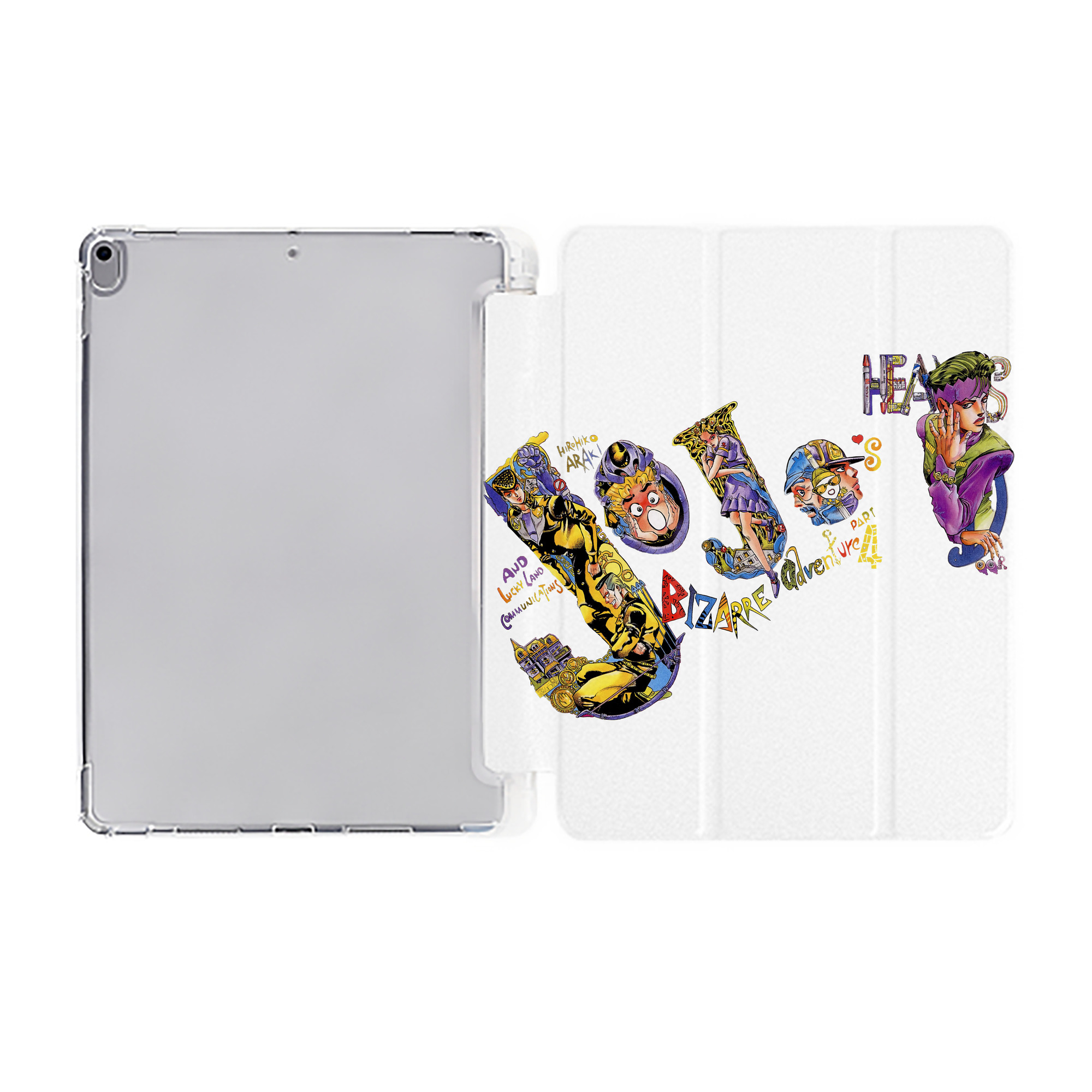 （画像用） ジョジョの奇妙な冒険 JoJo's Bizarre Adventure IPad ケース ペン収納付き 三つ折りスタンド PUレザー×シリコン 対応機種9.5/10.5/10.9インチ